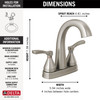 Delta 25775-SSMPU-DST Stryke Two Handle Centerset Bathroom Faucet, Stainless