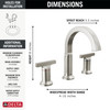 Delta 355887-SS-PR-DST Tetra Two Handle Widespread Bathroom Faucet, Lumicoat Stainless