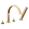 Delta T4788-CZ-PR-LHP Tetra Delta Tetra Roman Tub Trim with Hand Shower, Lumicoat Champagne Bronze