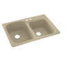 Swan KS03322DB.122-2B 33-in D x 22-in W x 9-in H Solid Surface Dual Mount Double Bowl Kitchen Sink with 2-Hole in Prairie
