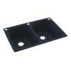 33-in D x 22-in W x 10.5-in H Solid Surface Dual Mount Double Bowl Kitchen Sink with 3-Hole in Black Galaxy