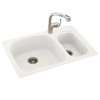 33-in D x 22-in W x 9.75-in H Solid Surface Dual Mount Double Bowl Kitchen Sink with 1-Hole in Tahiti Ivory