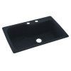 33-in D x 22-in W x 10.563-in H Solid Surface Dual Mount Single Bowl Kitchen Sink with 2-Hole in Black Galaxy