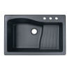 33-in D x 22-in W x 5.625-in H Granite Dual Mount Single Bowl Kitchen Sink with 3-Hole in Nero