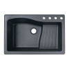 33-in D x 22-in W x 5.625-in H Granite Dual Mount Single Bowl Kitchen Sink with 4-Hole in Nero