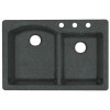 33-in D x 22-in W x 9.5-in H Granite Dual Mount Double Bowl Kitchen Sink with 3-Hole in Nero