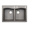 33-in D x 22-in W x 9.063-in H Granite Dual Mount Double Bowl Kitchen Sink with 3-Hole in Metallico
