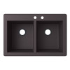 33-in D x 22-in W x 9.563-in H Granite Dual Mount Double Bowl Kitchen Sink with 2-Hole in Nero