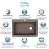 33-in X 22-in X 9.5-in silQ Granite Kitchen Sink with Super Single Offset Bowl, Drop-in Installation, with 2 CB Faucet Holes, In Espresso