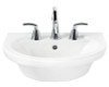 Petite Above Counter or Drop Lavatory Sink with Three Faucet Holes (8 Centers) in White