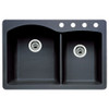 Blanco 440215-4 22-In X 33-In Double-Basin Granite Drop-In Or Undermount 4-Hole Residential Kitchen Sink in Anthracite
