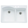 Blanco 440216-2 22-In X 33-In Double-Basin Granite Drop-In Or Undermount 2-Hole Residential Kitchen Sink in White
