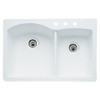 Blanco 440216-3 22-In X 33-In Double-Basin Granite Drop-In Or Undermount 3-Hole Residential Kitchen Sink in White