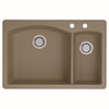 Blanco 441282-2 22-In X 33-In Double-Basin Granite Drop-In Or Undermount 2-Hole Residential Kitchen Sink in Truffle
