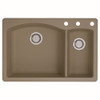 Blanco 441282-3 22-In X 33-In Double-Basin Granite Drop-In Or Undermount 3-Hole Residential Kitchen Sink in Truffle