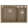 Blanco 441282-4 22-In X 33-In Double-Basin Granite Drop-In Or Undermount 4-Hole Residential Kitchen Sink in Truffle