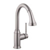 Hansgrohe 04216800 Talis C Pull-Down Kitchen Faucet with High-Arc Spout, Magnetic Docking, and Locking Spray Diverter in Steel Optic