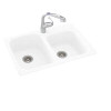 33-in D x 22-in W x 9-in H Solid Surface Dual Mount Double Bowl Kitchen Sink with 1-Hole in Arctic Granite