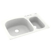 33-in D x 22-in W x 9.75-in H Solid Surface Dual Mount Double Bowl Kitchen Sink with 4-Hole in Tahiti White