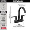 Delta 2559-BLMPU-DST Trinsic Two Handle Centerset Bathroom Faucet, Matte Black