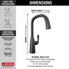Delta 9176-BL-DST Stryke Single Handle Pull Down Kitchen Faucet, Matte Black