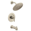 Pressure Balanced Tub and Shower Trim Package with Single Function Shower Head in Brushed Nickel