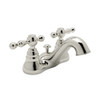 4" Centerset Lavatory Faucet with Ornate Metal Levers and Pop-Up in Polished Nickel