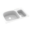 33-in D x 22-in W x 9.75-in H Solid Surface Dual Mount Double Bowl Kitchen Sink with 3-Hole in White