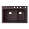 33-in D x 22-in W x 9.5-in H Granite Dual Mount Double Bowl Kitchen Sink with 4-Hole in Espresso