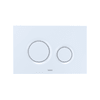 Dual Button Push Plate with Round Buttons for In-Wall Tank Systems in Matte White
