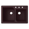 Swan QZ03322RC.170-3 33-in D x 22-in W x 9.563-in H Granite Dual Mount Double Bowl Kitchen Sink with 3-Hole in Espresso