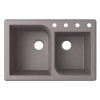 33-in D x 22-in W x 9.563-in H Granite Dual Mount Double Bowl Kitchen Sink with 4-Hole in Metallico