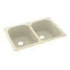 33-in D x 22-in W x 10.5-in H Solid Surface Dual Mount Double Bowl Kitchen Sink with 2-Hole in Bone