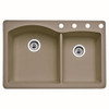 Blanco 441283-4 22-In X 33-In Double-Basin Granite Drop-In Or Undermount 4-Hole Residential Kitchen Sink in Truffle