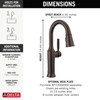 Delta 9984-RB-DST Renaldi 8.81-in x 2.81-in x 14.44-in Single-Handle Pull-Down Bar and Prep Faucet, Venetian Bronze