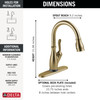 Delta 9178T-CZ-DST Leland 11.47-in x 10.44-in x 15.38-in Single-Handle Pull-Down Kitchen Faucet with Touch2O Technology, Champagne Bronze