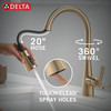 Delta 19893Z-CZSD-DST Boyd 11.63-in x 10.75-in x 16.50-in Single-Handle Pull-Down Kitchen Faucet with Soap Dispenser and Shieldspray Technology, Champagne Bronze