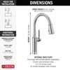 Delta 9184-AR-PR-DST Renaldi 11.56-in x 2.81-in x 16.56-in Single-Handle Pull-Down Kitchen Faucet, Lumicoat Arctic Stainless