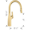 Blanco 442985 Rivana Pull-Down Kitchen Faucet 1.5 GPM in Satin Gold