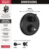 Delta T24856-BLLHP Dorval Traditional 2-Handle Monitor 14 Series Valve Trim with 3 Setting Diverter, Matte Black