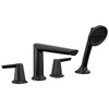 Delta T4771-BL Galeon Delta Galeon 4-Hole Roman Tub Trim with Hand Shower, Matte Black