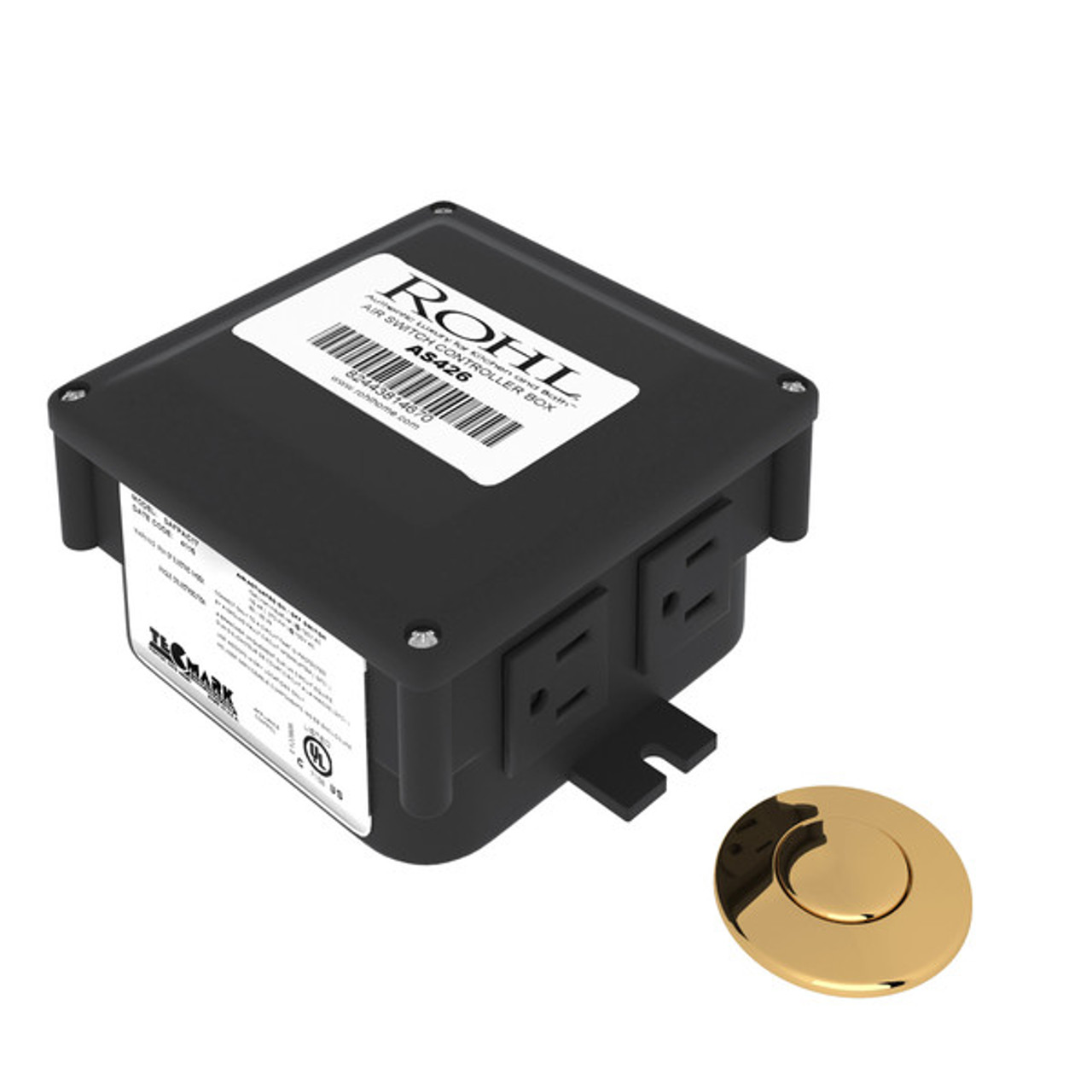 Rohl AS450EG Air Activated Switch Button with Control Box for Waste Disposal, English Gold