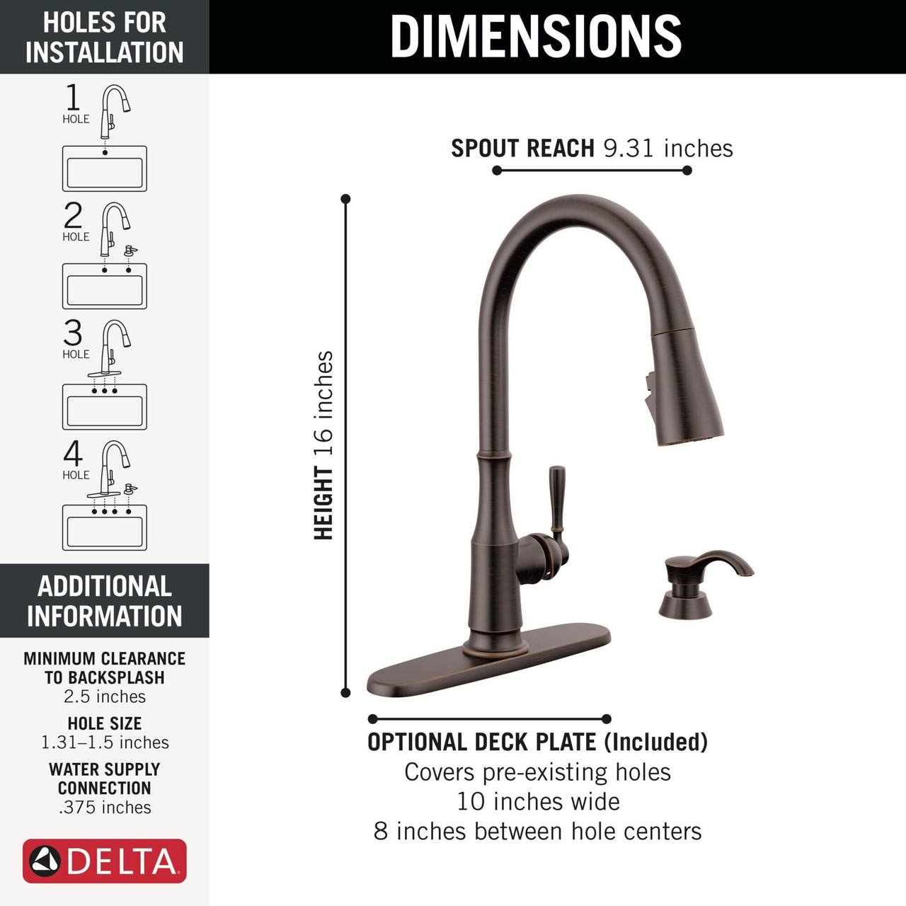 Delta 19877Z-RBSD-DST Capertee Single Handle Pull Down Kitchen Faucet with Soap Dispenser and ShieldSpray Technology, Venetian Bronze