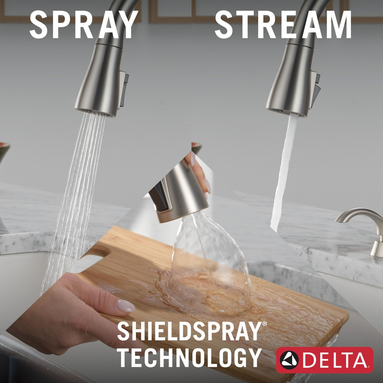Delta 19877Z-SPSD-DST Capertee Single Handle Pull Down Kitchen Faucet with Soap Dispenser and ShieldSpray Technology, Spotshield Stainless