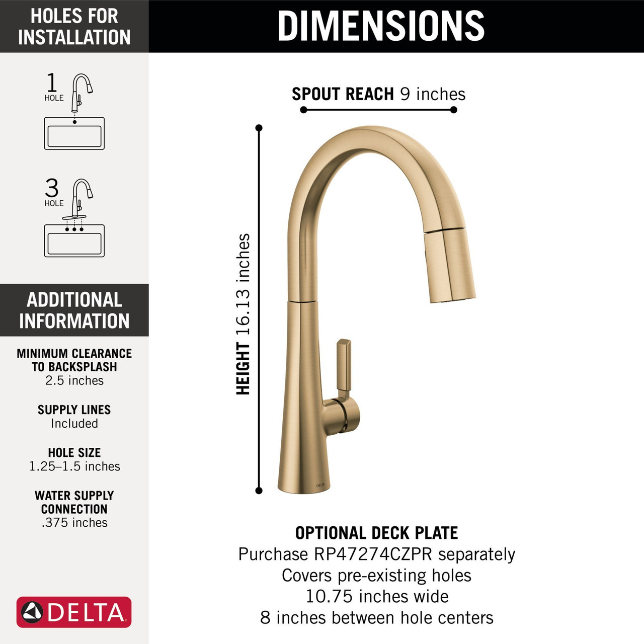 Delta 9191-CZ-PR-DST Monrovia Single Handle Pull Down Kitchen Faucet, Lumicoat Champagne Bronze