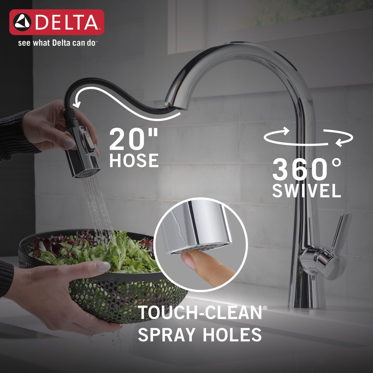 Delta 9191-PR-DST Monrovia Single Handle Pull Down Kitchen Faucet, Lumicoat Chrome