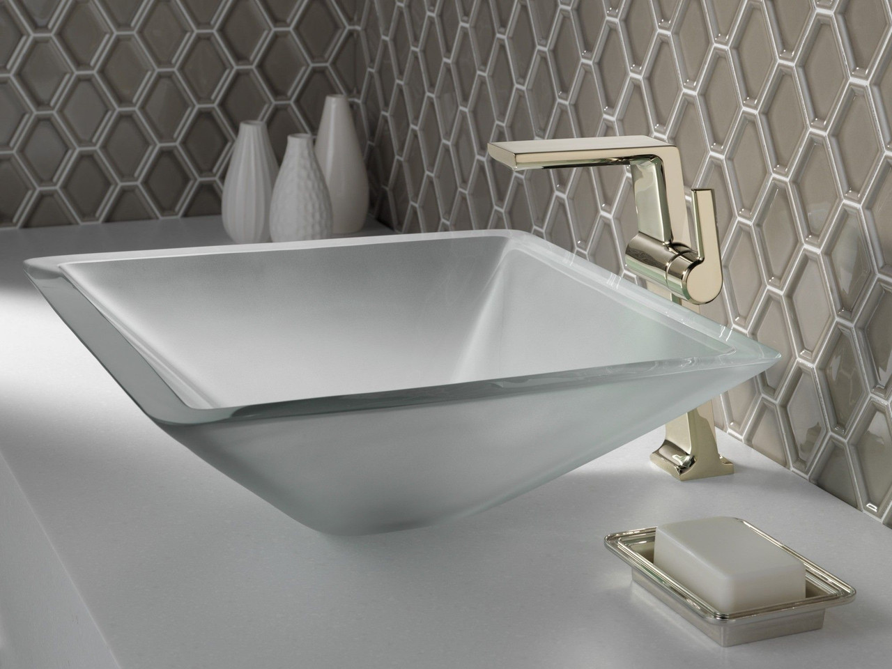 Delta 799-PN-PR-DST Pivotal Single Handle Vessel Bathroom Faucet, Lumicoat Polished Nickel