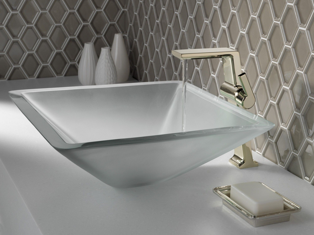 Delta 799-PN-PR-DST Pivotal Single Handle Vessel Bathroom Faucet, Lumicoat Polished Nickel