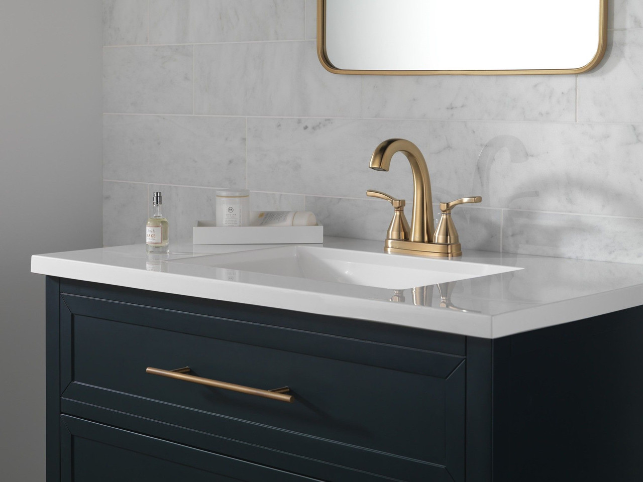 Delta 25775-CZMPU-DST Stryke Two Handle Centerset Bathroom Faucet, Champagne Bronze