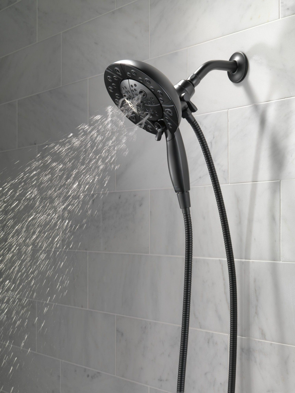 Delta 58480-BL25-PK Universal Showering Components H2Okinetic In2ition 5-Setting Two-in-One Shower, Matte Black